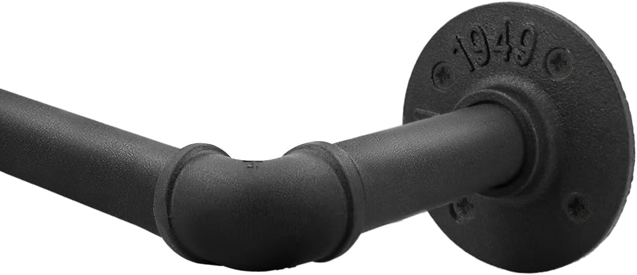 Garnýž nastavitelný 310–410 cm černý kovový industriální Qlfyuu