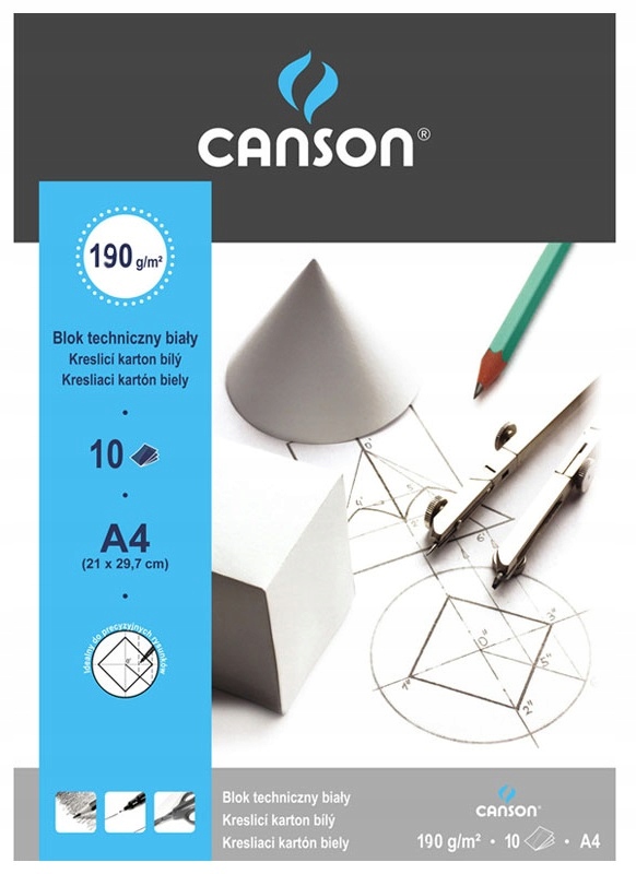 

Blok techniczny A4 Canson biały, 10 ark