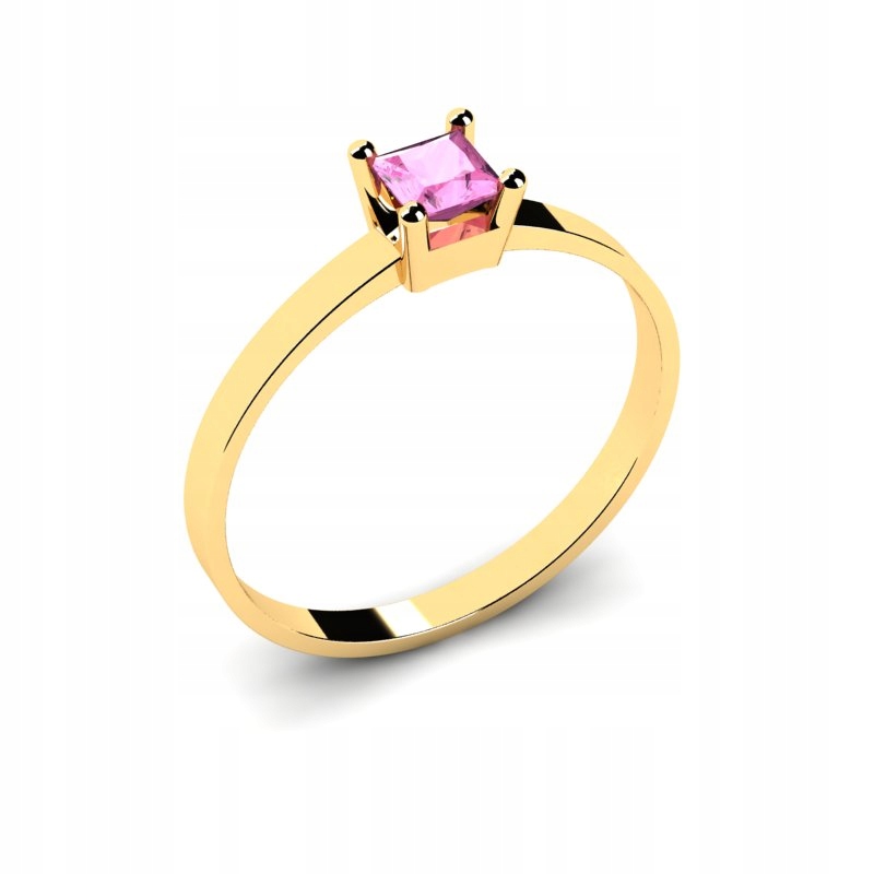 

Pierścionek Złoty Z Różową Cyrkonią 3MM