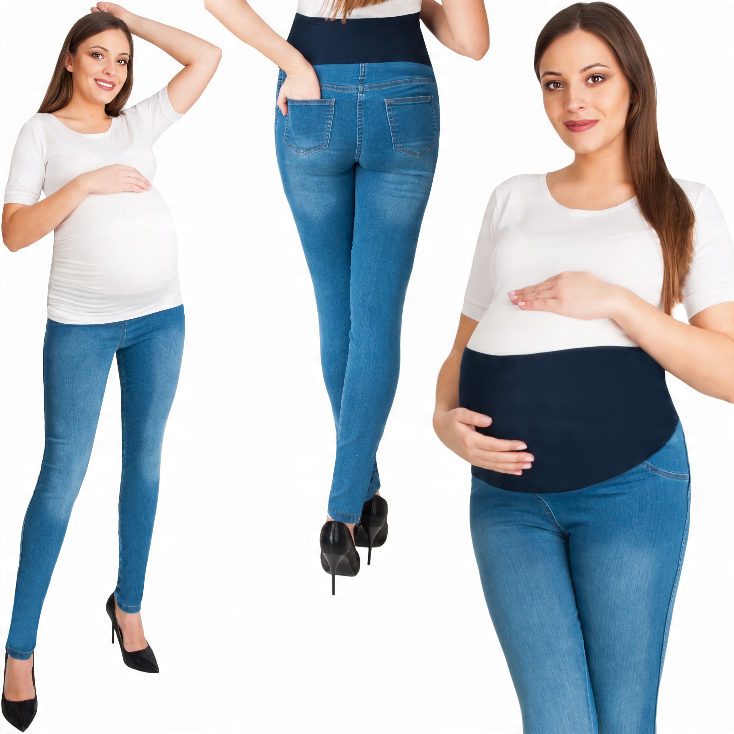 

Spodnie Ciążowe Jeans Rurki Roz 3XL Niebieskie
