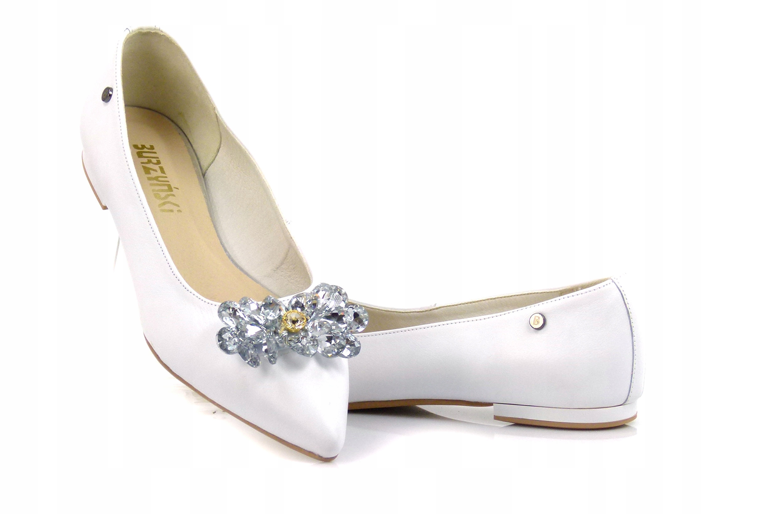 39 BALERINY 201KRY białe w szpic SKÓRA BURZYŃSKI