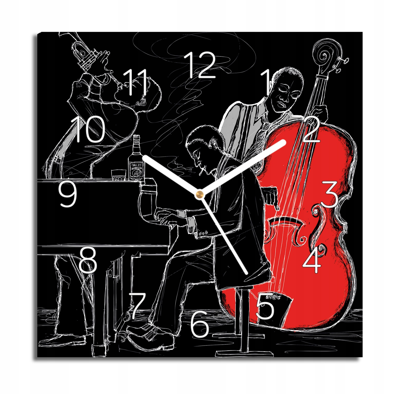 

zegar na obrazie Zespół koncert jazz 30x30 z foto