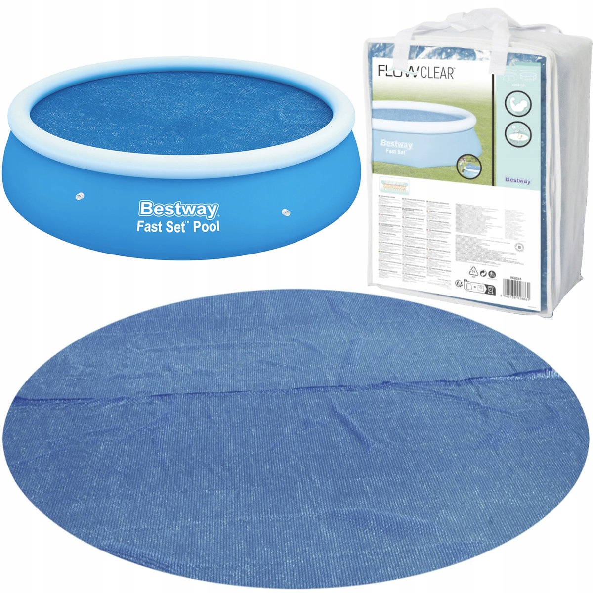 Pokrywa Solarna Do Basenu 305CM 58241 Plandeka Osłona Podgrzewanie Bestway