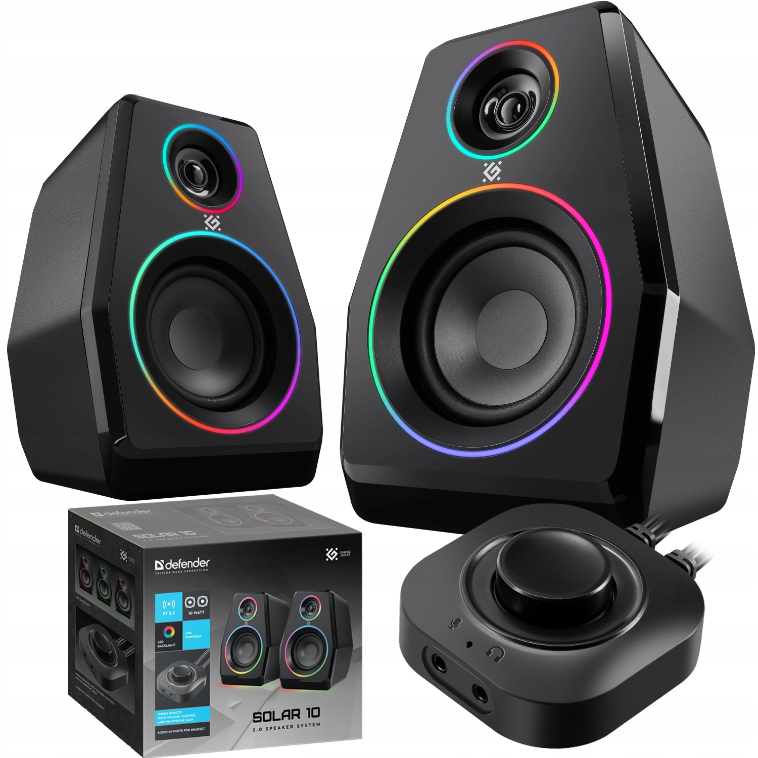 Głośniki 2.0 Do Laptopa Pc Komputerowe Gamingowe Led Rgb Usb 5V 10W Duże