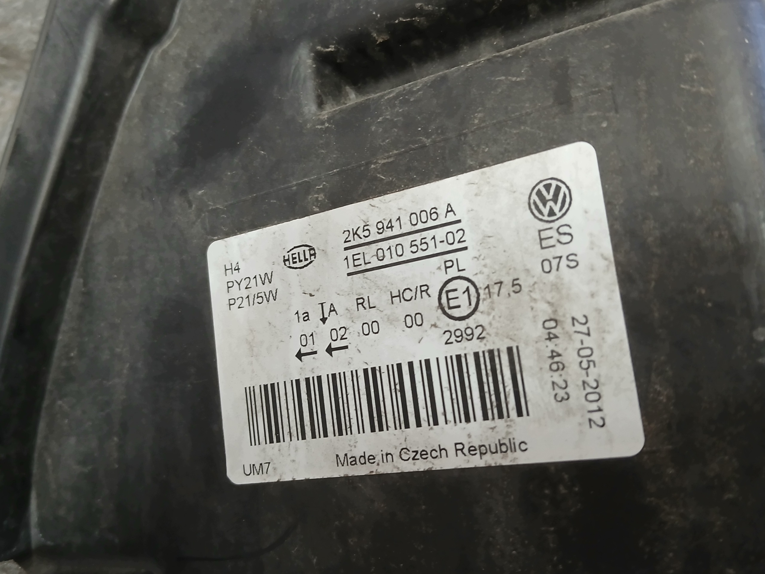 light lights front right left VW CADDY 2K 10-15 2K5941005A 2K5941006A
