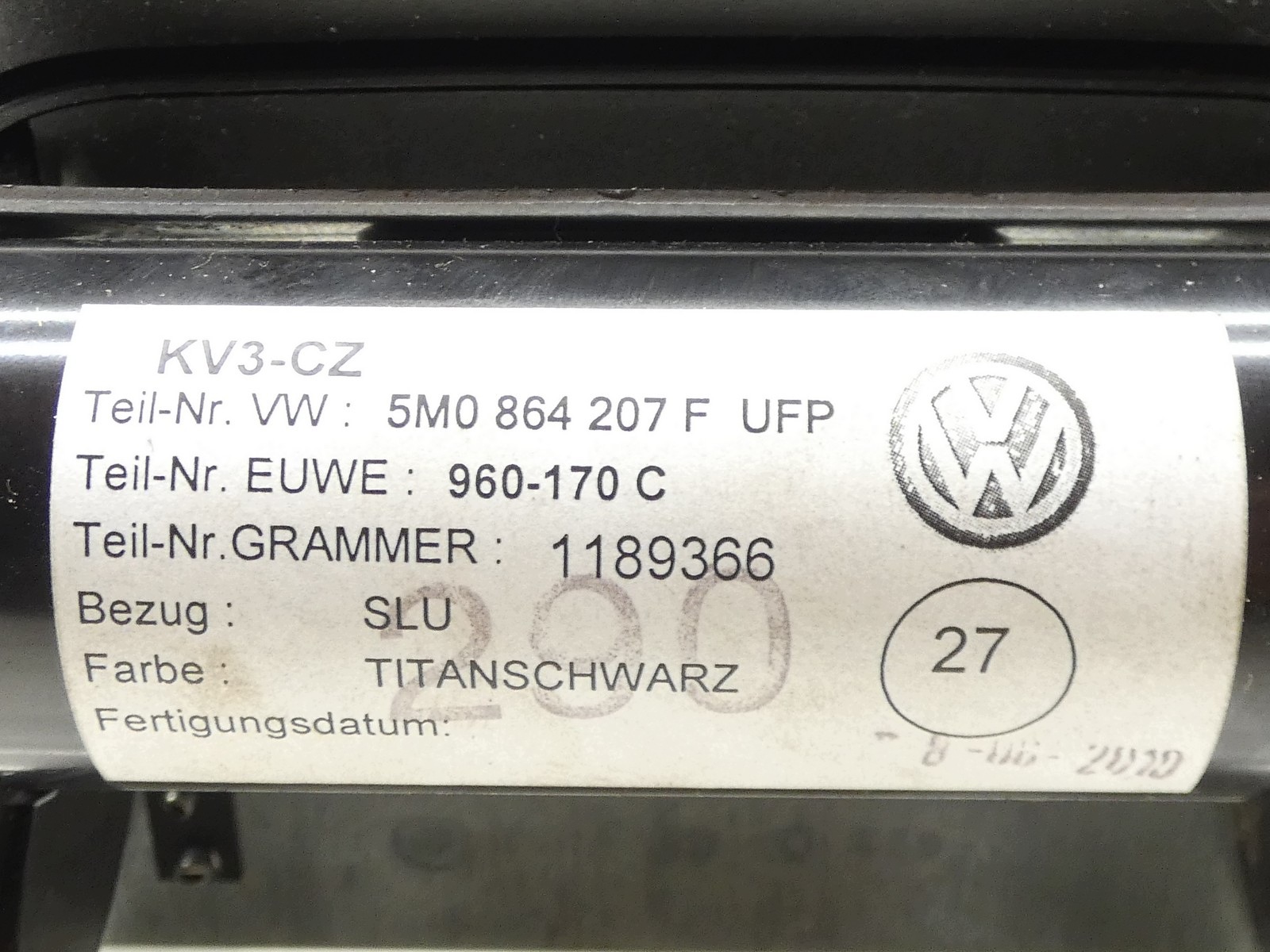 armrest central TUNELU MATERIALOWY SEAT ALHAMBRA II 7N 5M0864207F