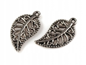 Zawieszka metalowa Liść 10x15mm ażurowa 1szt.