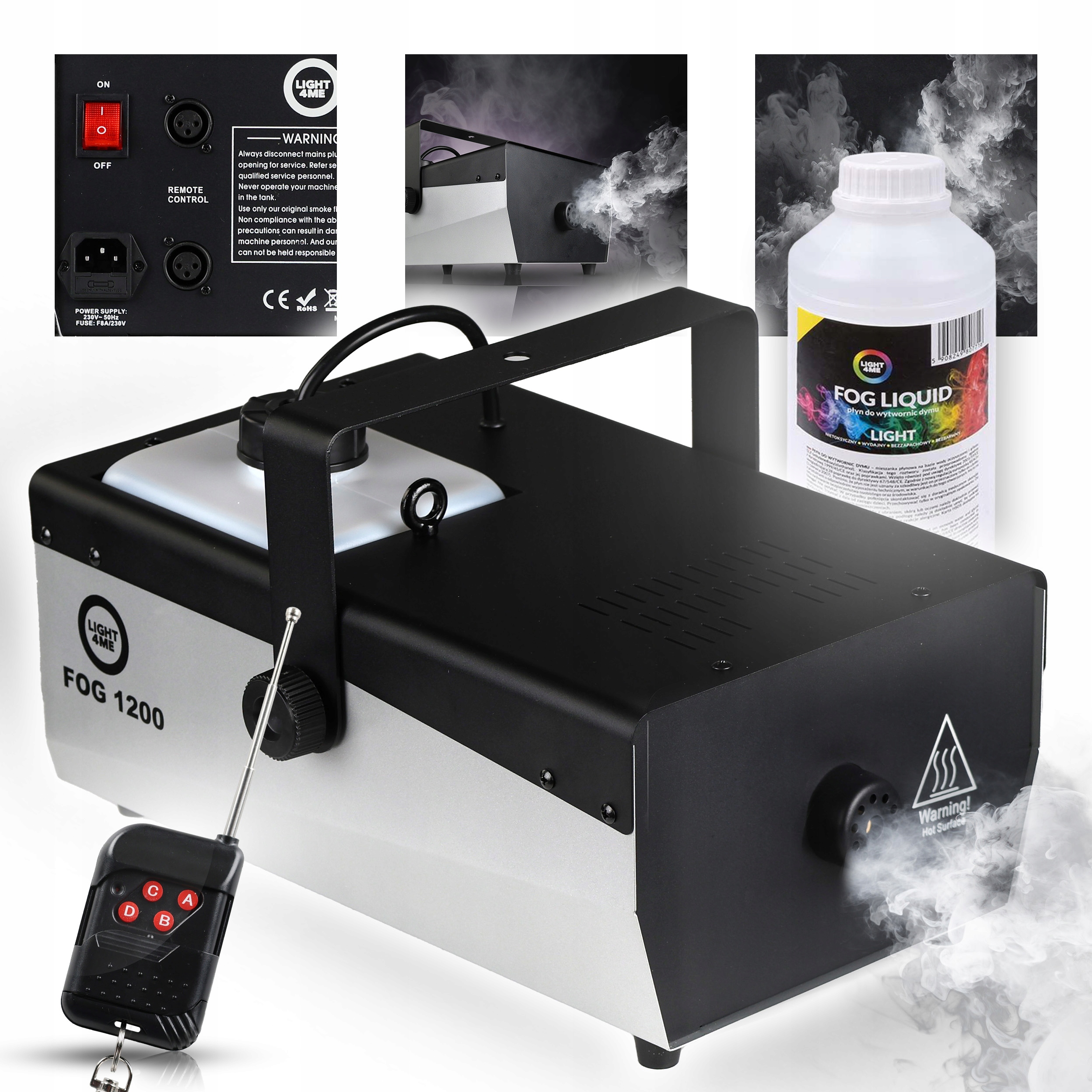 Výrobník Kouře, Mlha, Kouřová Mašina LIGHT4ME Fog 1200W Dálkové Ovládání Kapalina