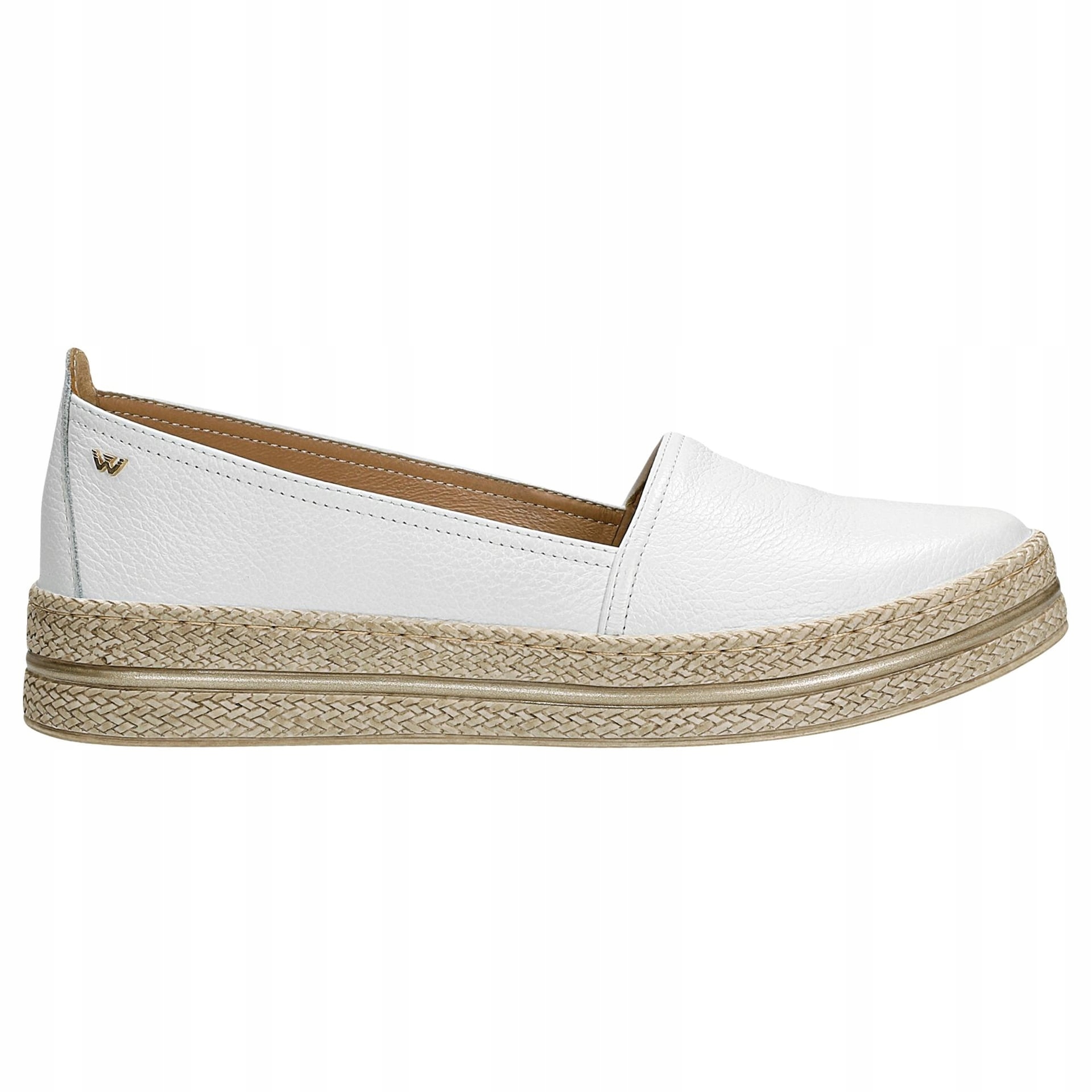 Białe wsuwane półbuty damskie na wysokiej podeszwie r. 39