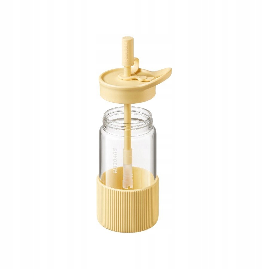 BUYDEEM Szklana butelka ze słomką 550ml, DG425, Mellow Yellow — 4
