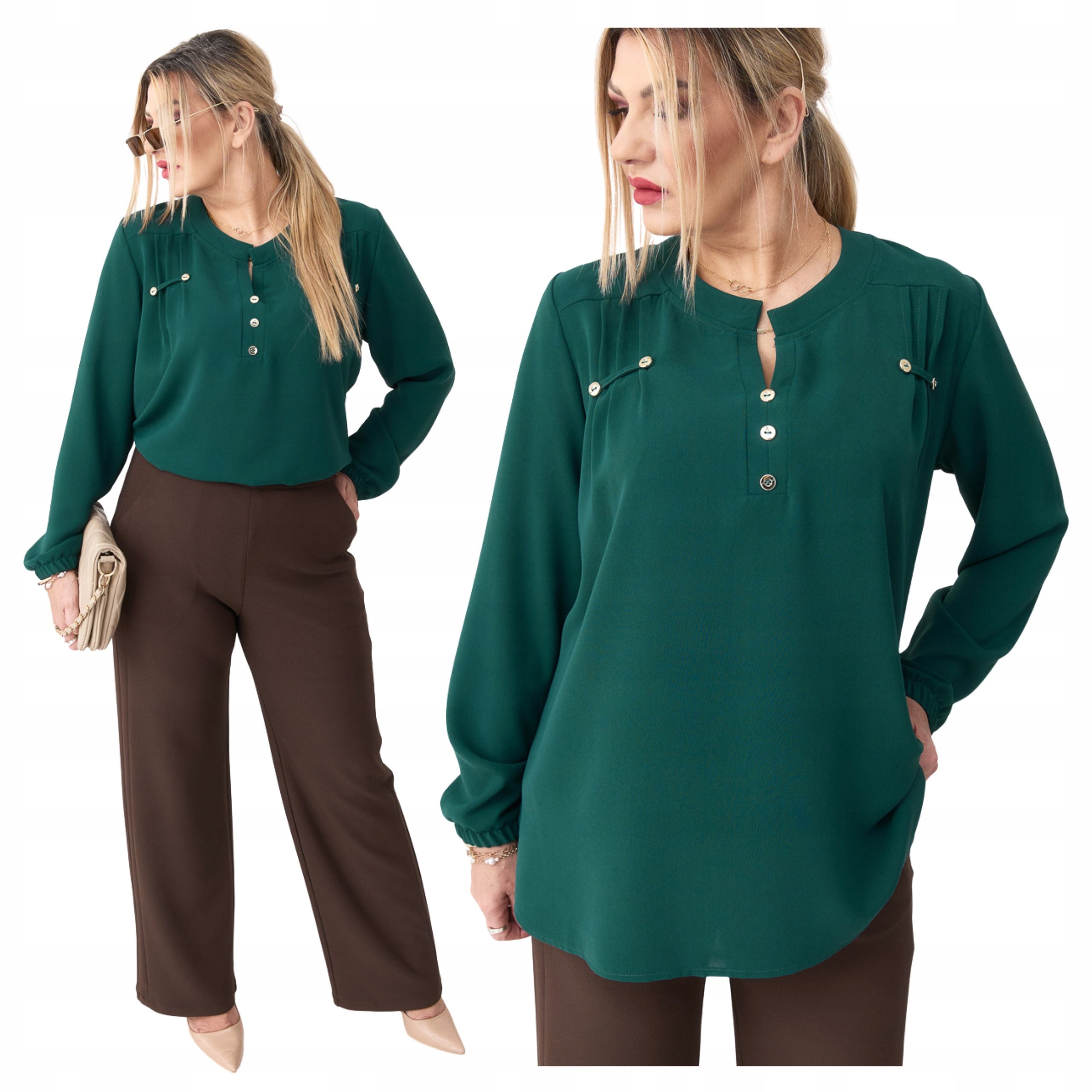 Bluzka Polski Producent duże rozmiary koszulowa gładka wizytowa