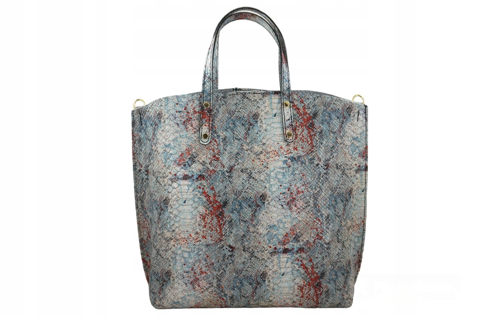 Dámská shopper kabelka z přírodní kůže s barevným potiskem