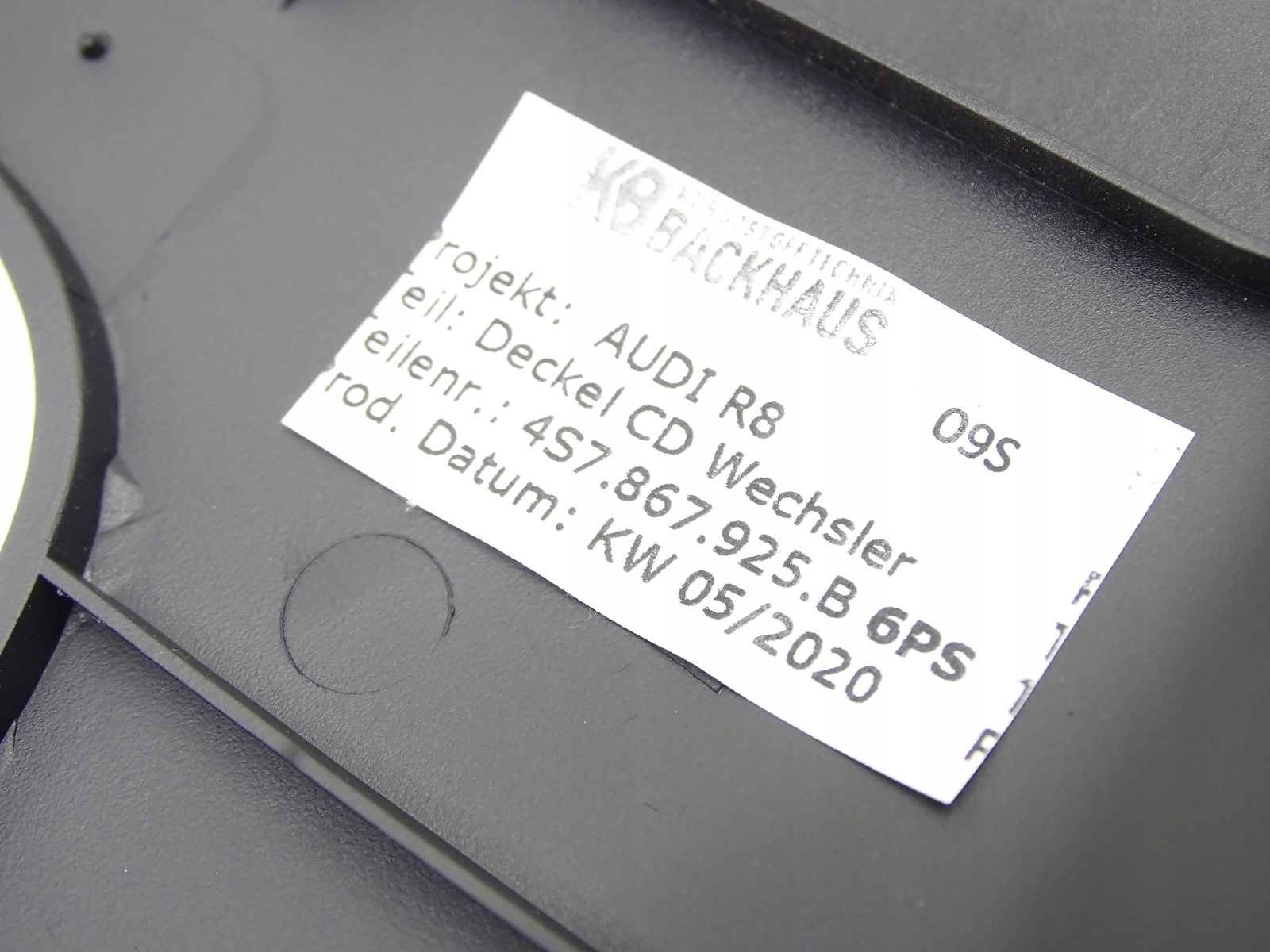 couverture couvre paroi arrière AUDI R8 4S SPYDER 16- EU 4S7867925B