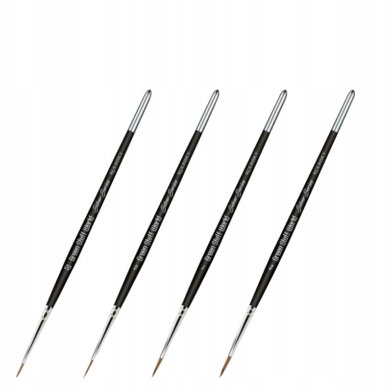 Green Stuff Silver Series Sada štětců Kolinsky 4 ks