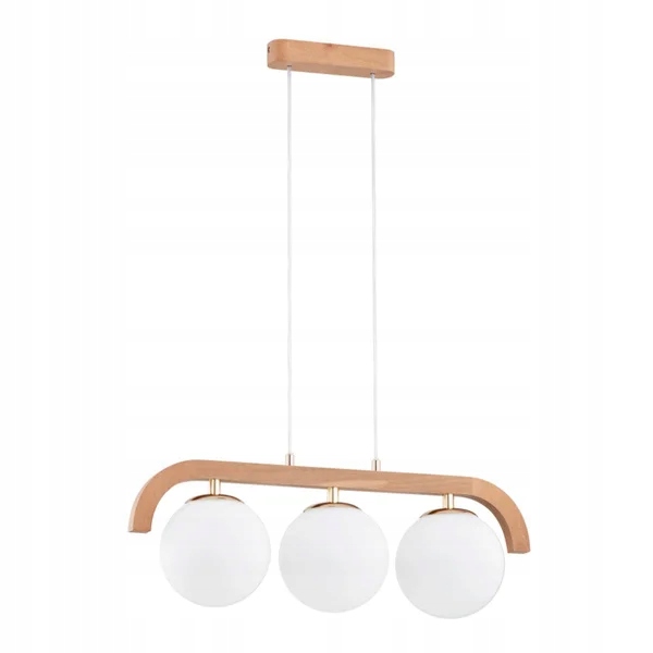 Závesná lampa Alfa Kryza 3xE14 10W, škandinávsky štýl, drevo/biela