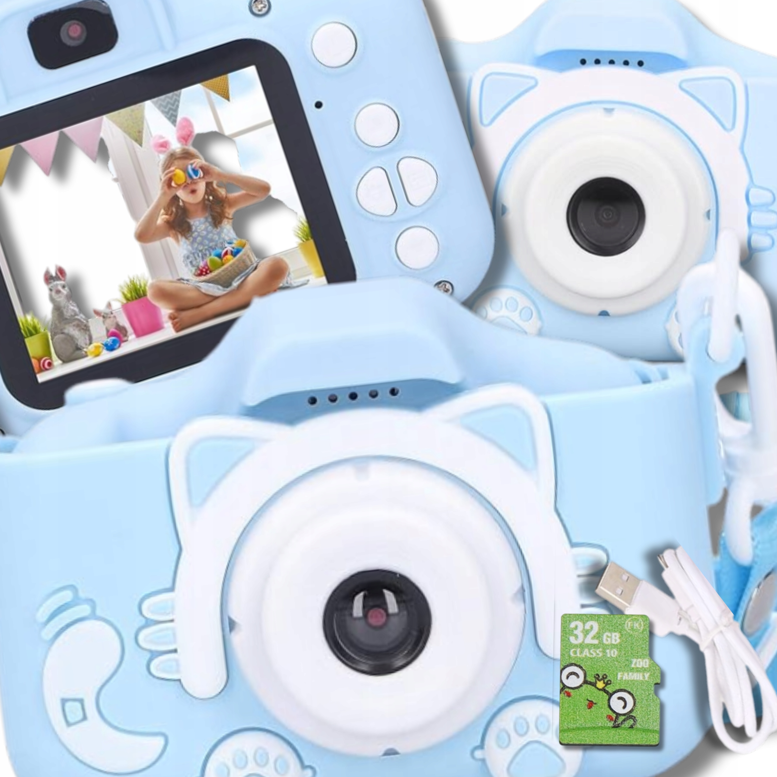 Digitální Fotoaparát Pro Děti Full Hd 40 Mpx Kamera Hry+karta 32 Gb Sada XXL