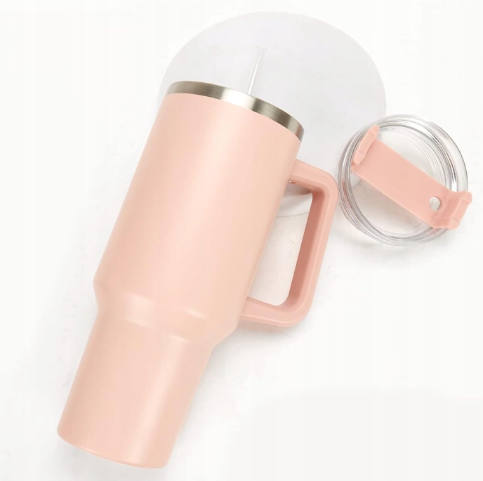 KUBEK TERMICZNY TERMOS STALOWY ZE SŁOMKĄ DO KAWY HERBATY UCHWYT 1200ML Marka bez marki