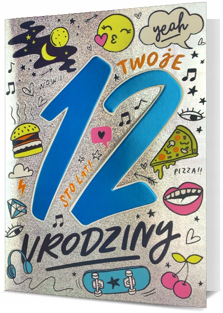 KARTKA NA URODZINY 12 DWUNASTE URODZINY HM 2458