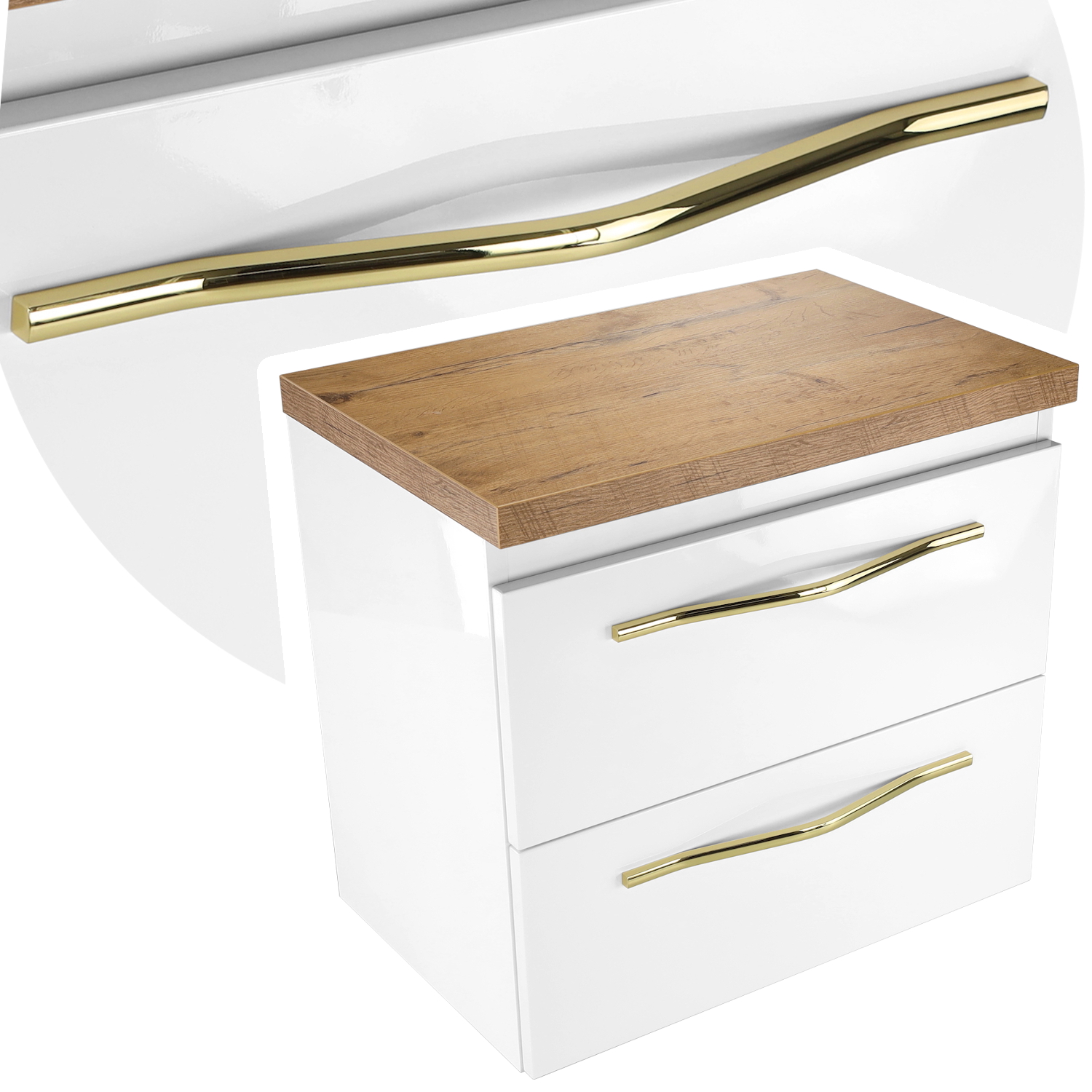 

Szafka pod umywalkę z blatem loft łazienkowa złote