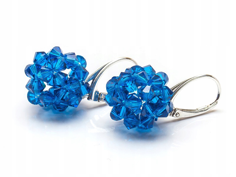 Stříbrné Náušnice 925 Kule 16 s krystalem Swarovski Cb