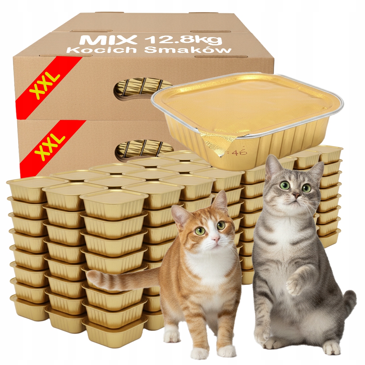 Levně Krmivo Vlhké pro kočky Paštika 12,8 kg MIX kočičích příchutí XXL sada 128 x 100 g