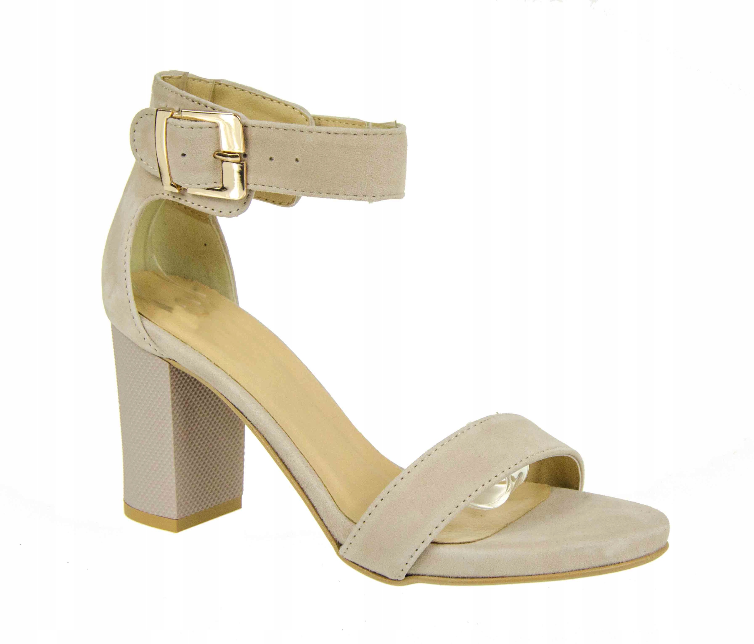 

LaRoni E661/2 Szplki Sandały Słupek Skóra Beżowe