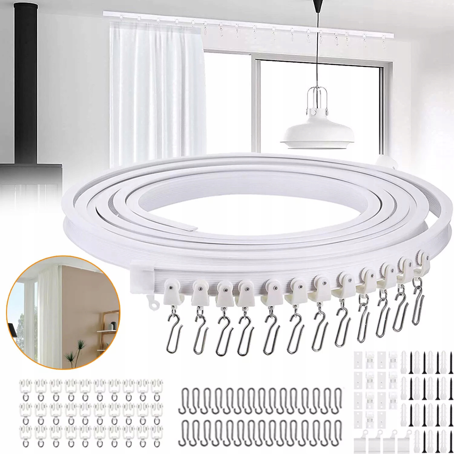 5 M Záclonová Lišta, Ohýbaná Stropní Lišta Pro Okna, Montáž Na Strop