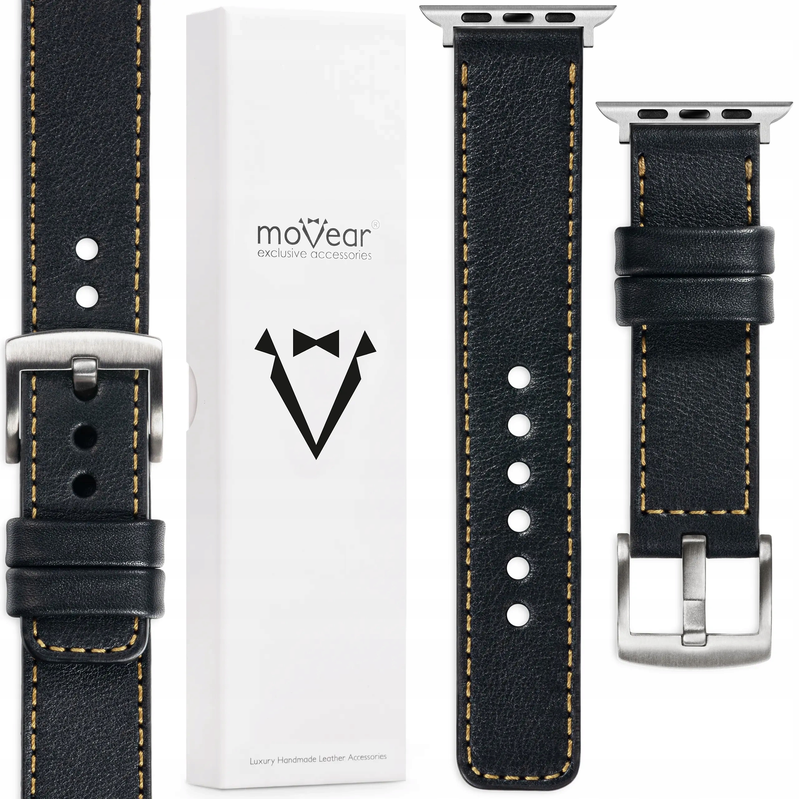 Kožený řemínek pro Apple Watch 49/46-44 mm Černý Polský