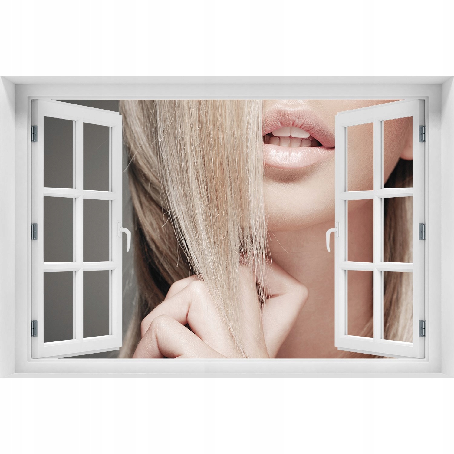 

3D Okno Naklejka ścienna Piękna blondynka 150x100