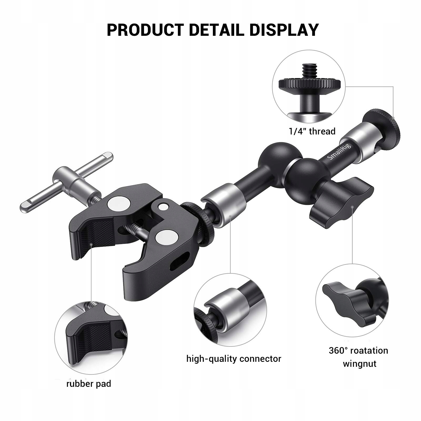 SMALLRIG Magic Arm 5 Cal Z Super Zaciskiem Do Monitora LED Lampy — miniatura 2