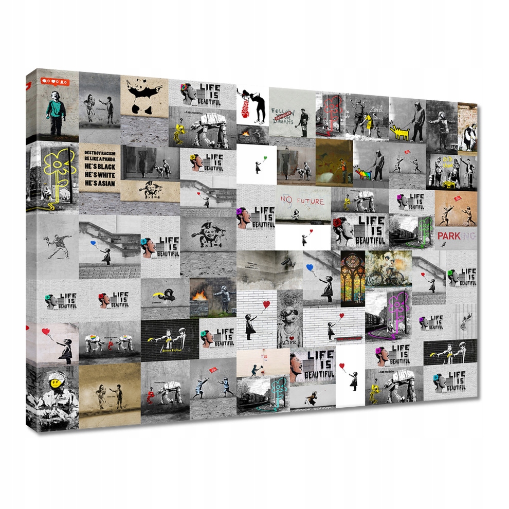 

Obraz 80x60 Mega Mix Banksy Kolaż
