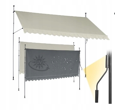 Svorková Markiza 400 cm s nastaviteľnou výškou, vodeodolná, béžová