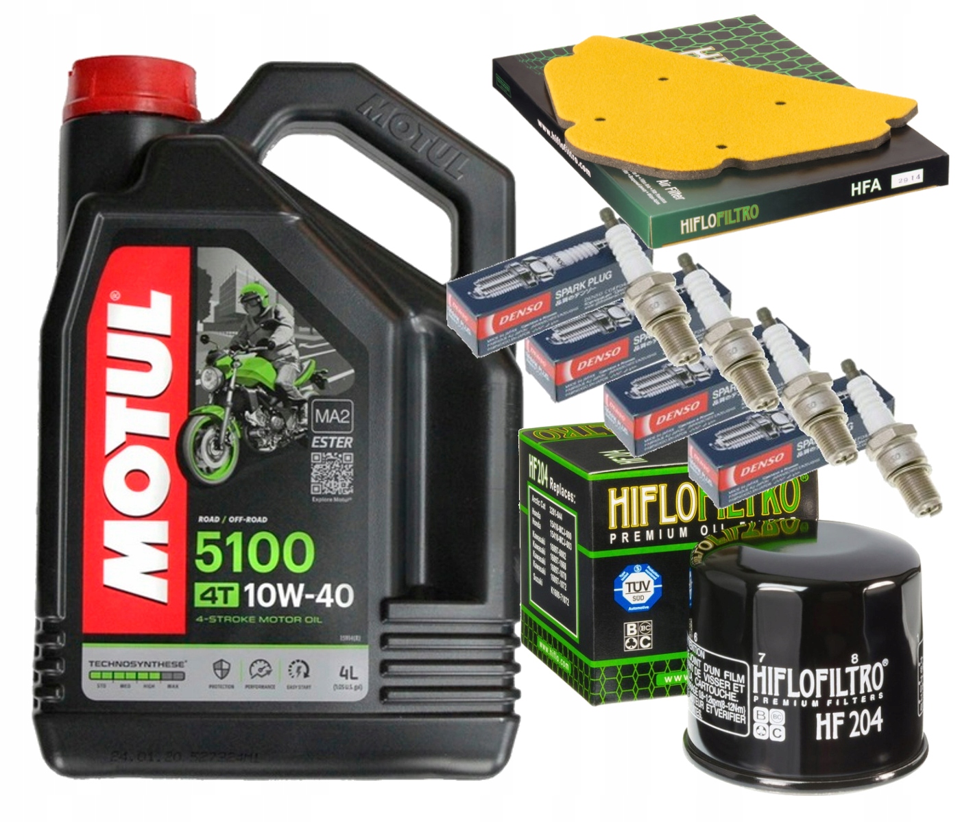ZESTAW OLEJ MOTUL 5100 10W40 4L + FILTRY ŚWIECE KAWASAKI ZX-9R ZX900 02-03