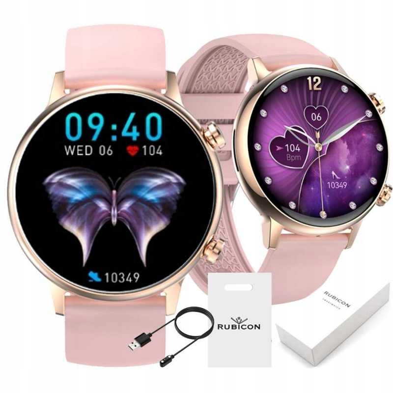 2 x Chytré Hodinky Dámské Smartbandové Hodinky Rubicon Puls Ekg Sms Kroky Menu Pl