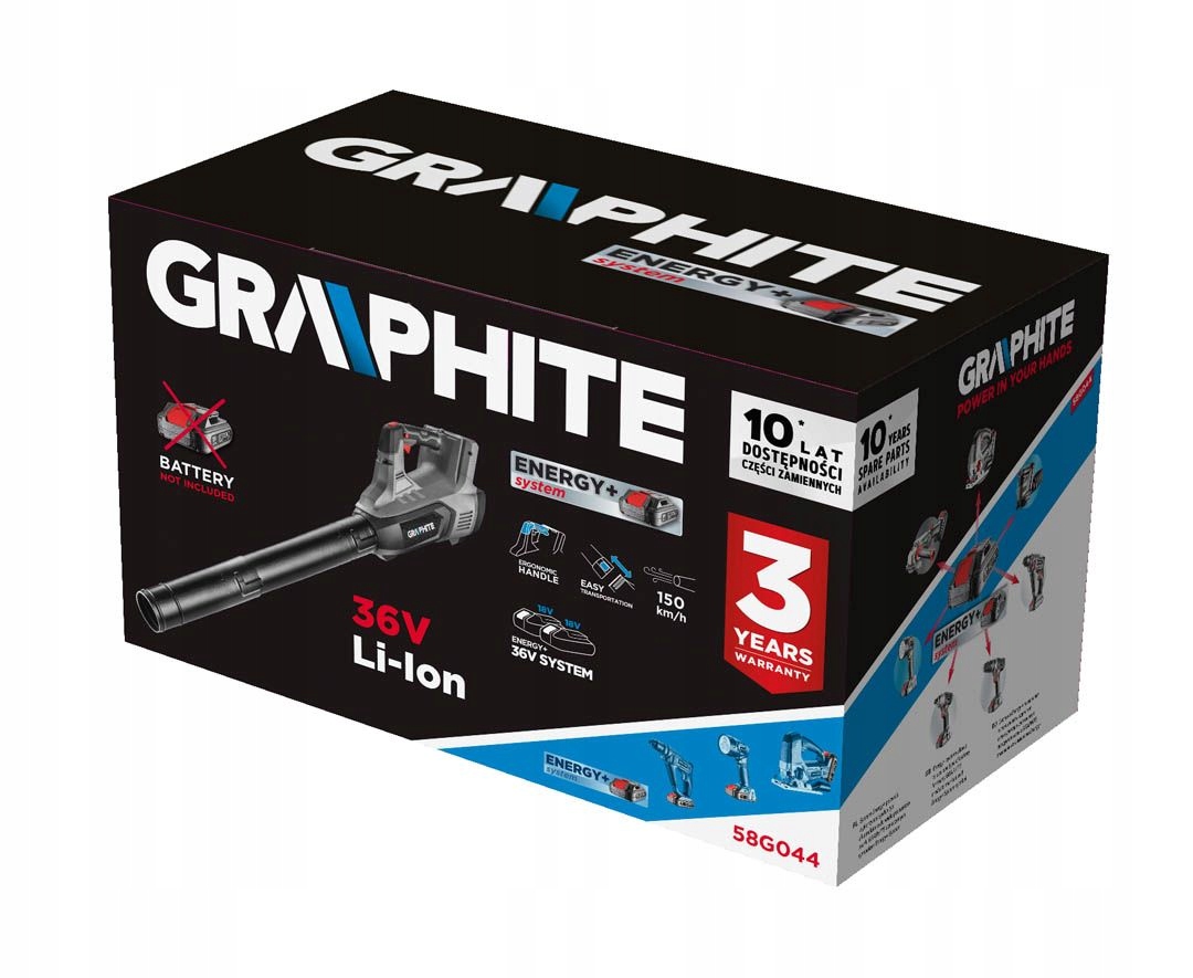 GRAPHITE DMUCHAWA DO LIŚCI Aku. 36V 58G044 2x6Ah Prędkość przepływu powietrza 150 km/h