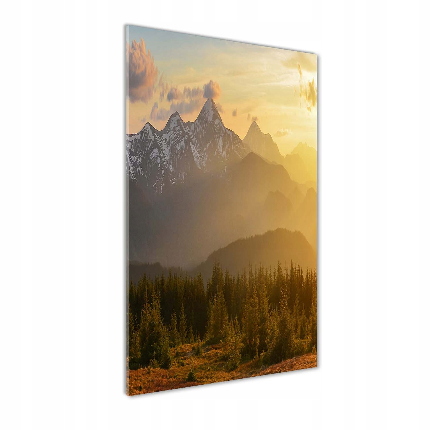 Fotoobraz na skle Západ slunce hory 50x100 cm