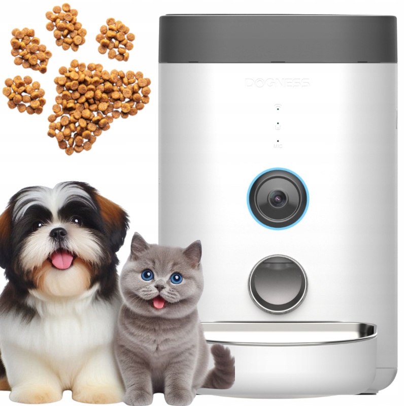 Levně Dávkovač Podavač Krmiva Automatický Hd pro psa kočku aplikace Dogness 3,6 l