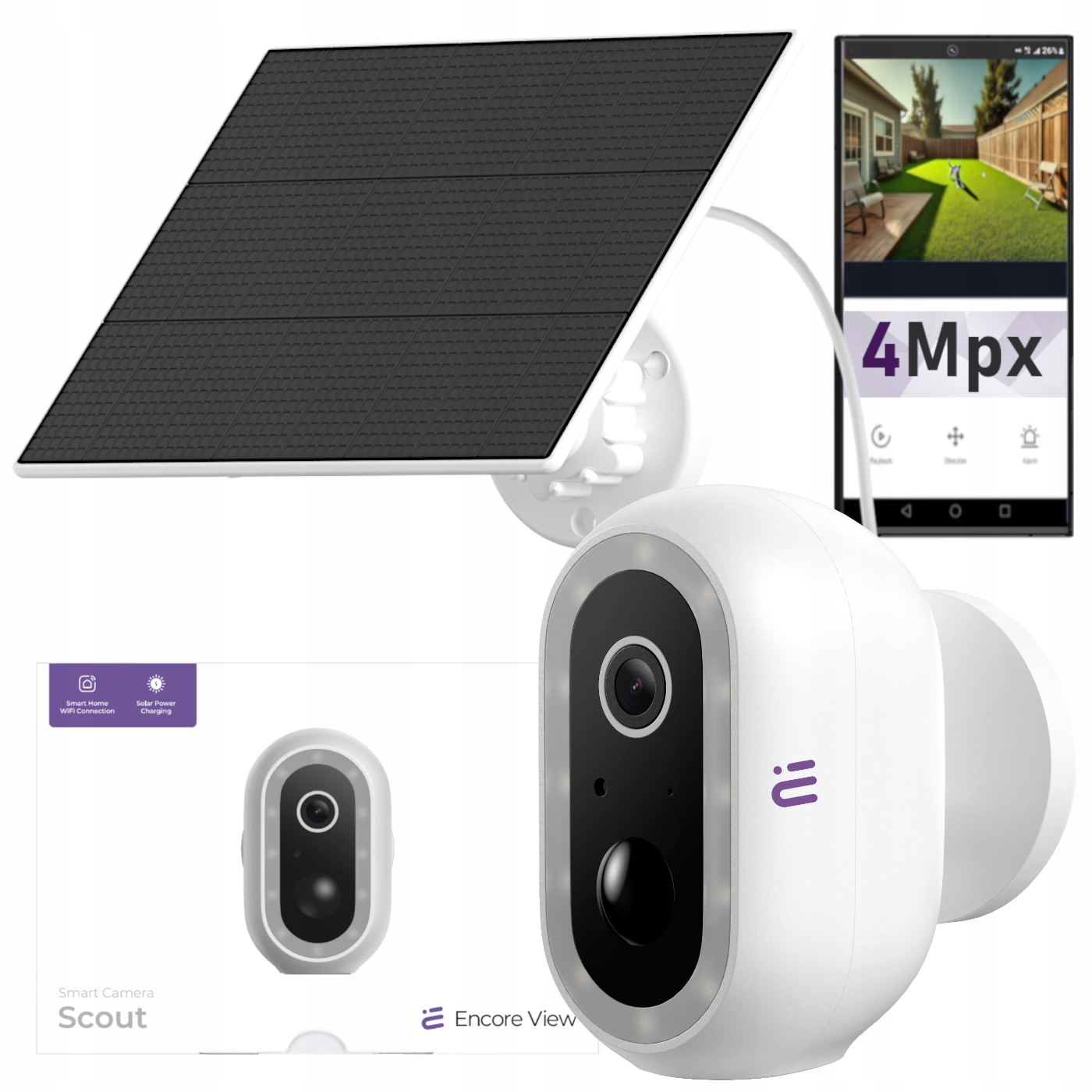 Solarní WiFi kamera venkovní reproduktor Fhd IP65 Tuya ap Encore View Panel