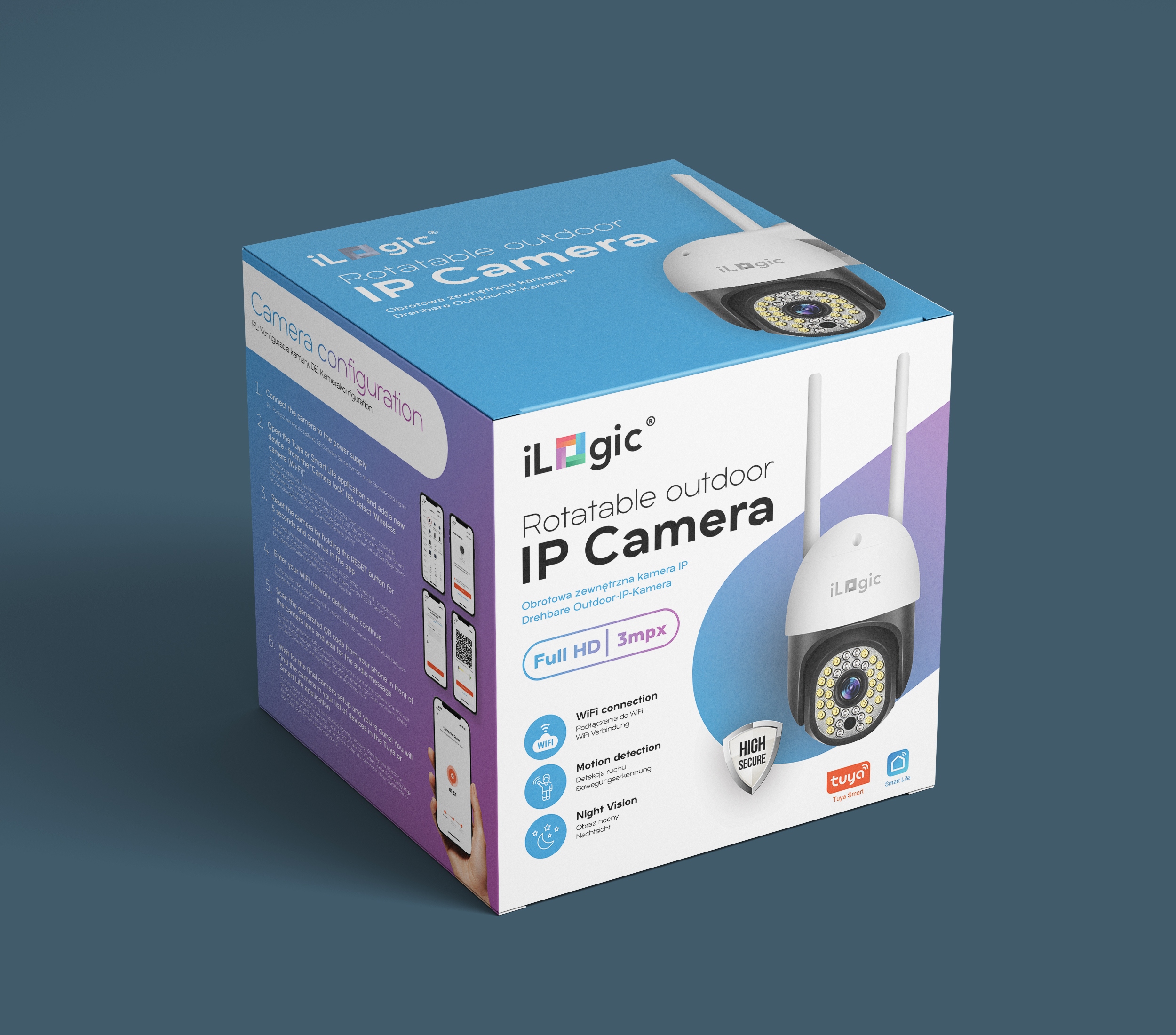 KAMERA ZEWNĘTRZNA OBROTOWA IP iLogic Smart Life FULL HD 2304x1296P 3MPx Stan opakowania oryginalne