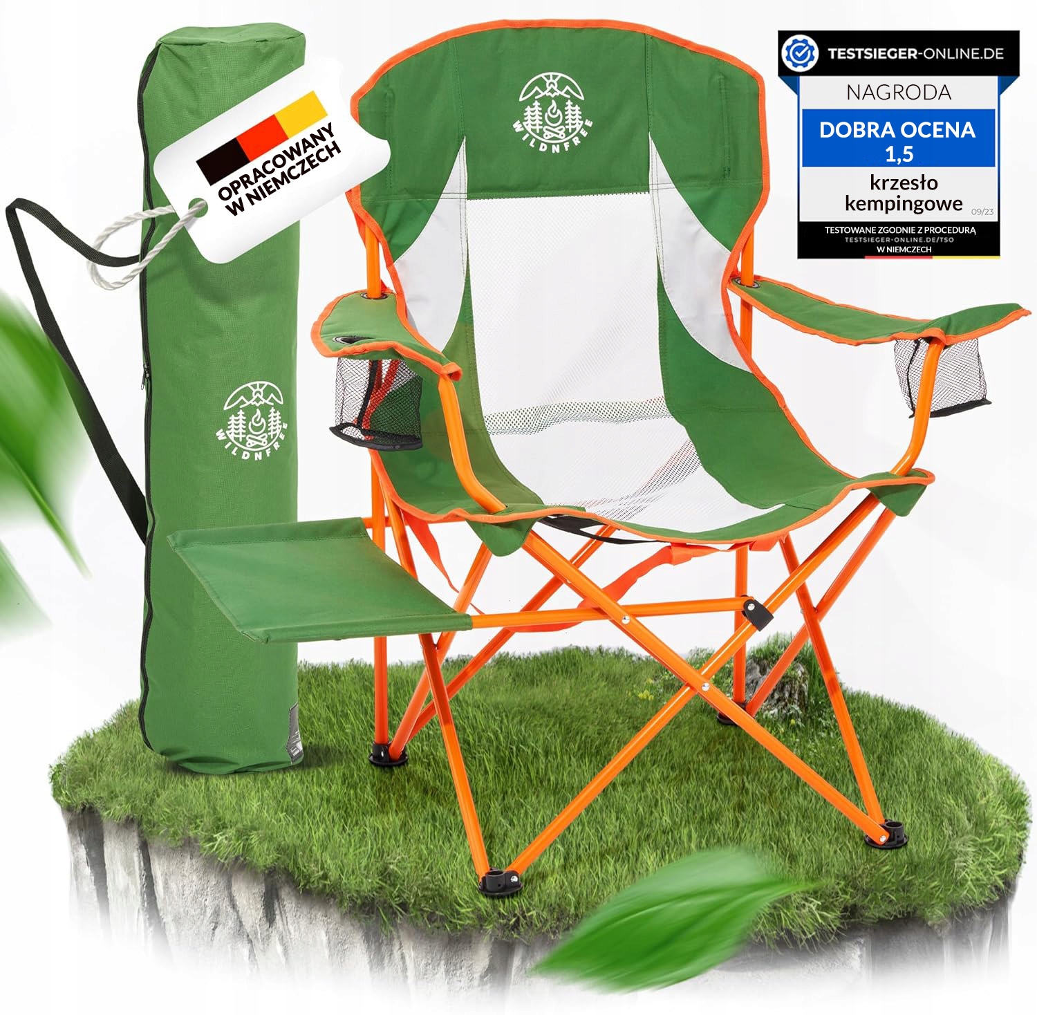 Krzesło turystyczne fotel kempingowy składany ze stolikiem bocznym kemping