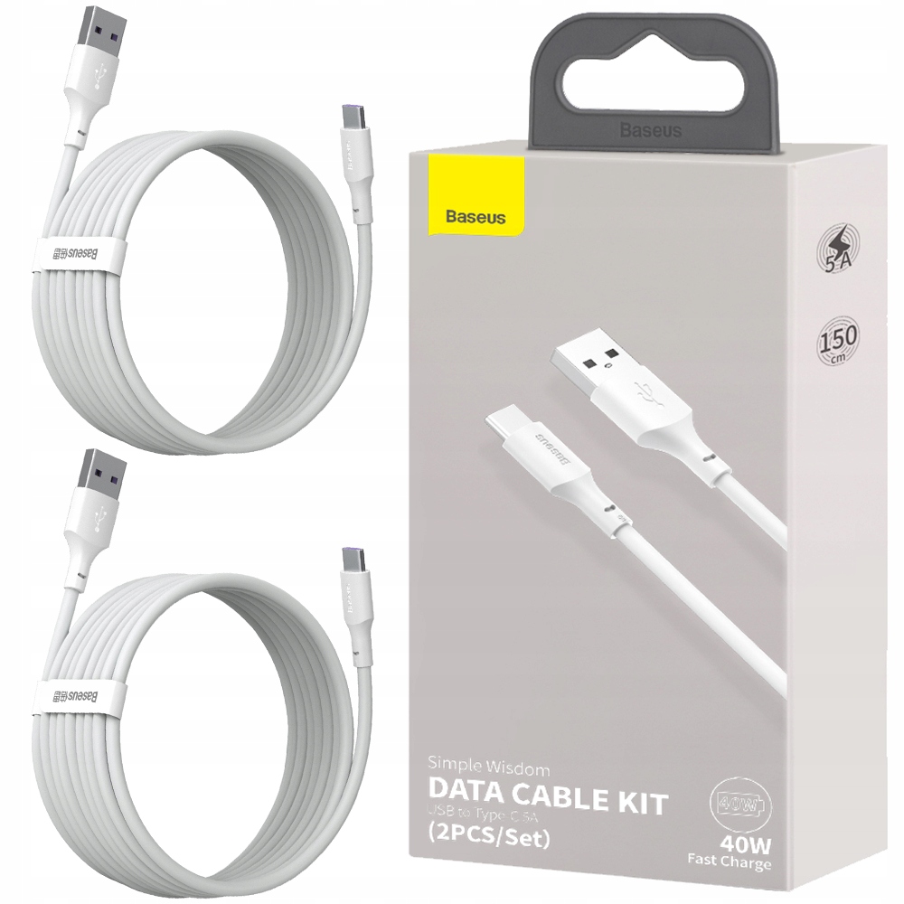 

2x Baseus Kabel Usb-c Mocny Qc 3.0 40W 5A 1.5m