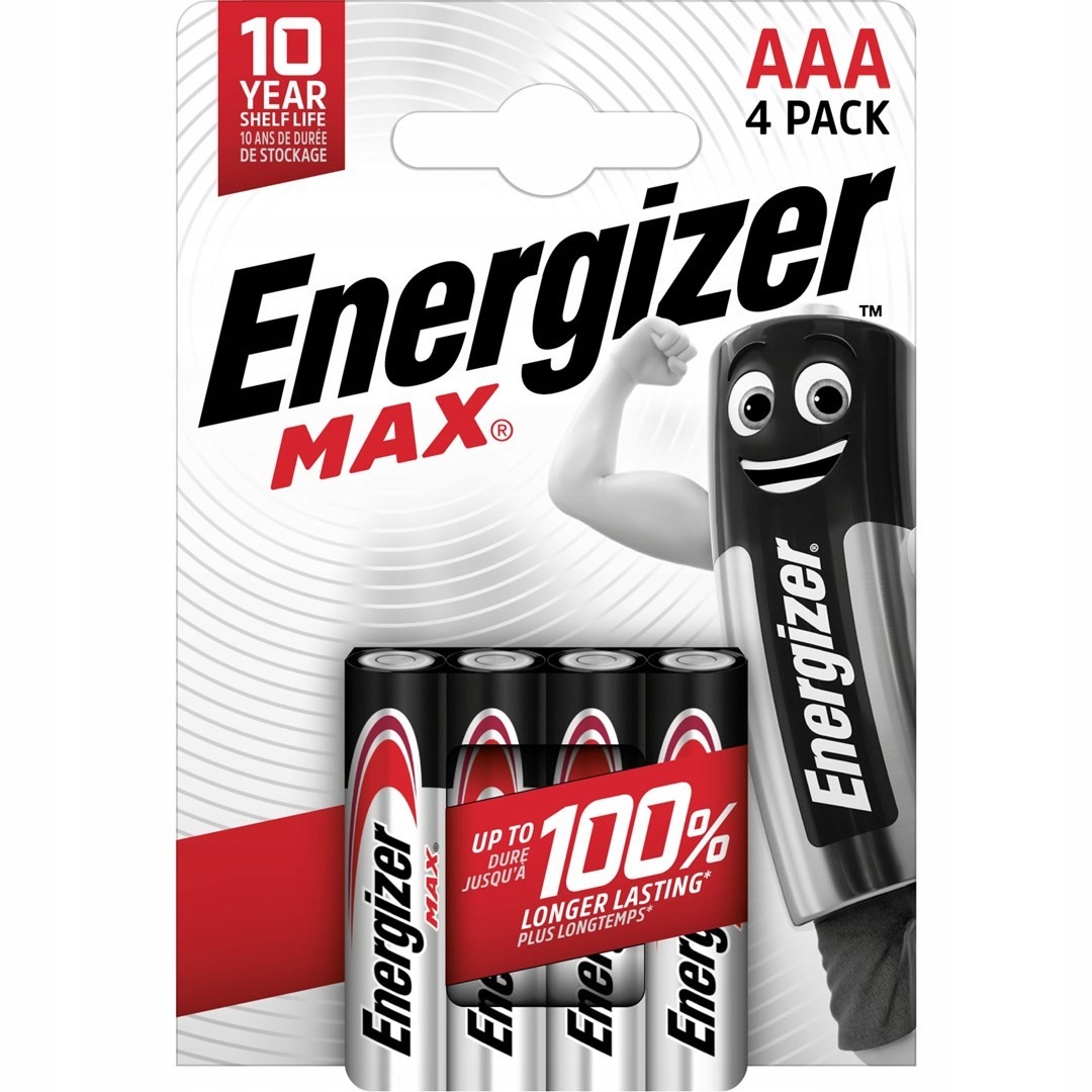 Energizer Baterie Alkaliczne Max Aaa LR03, 4 Sztuki, Opakowanie Eco