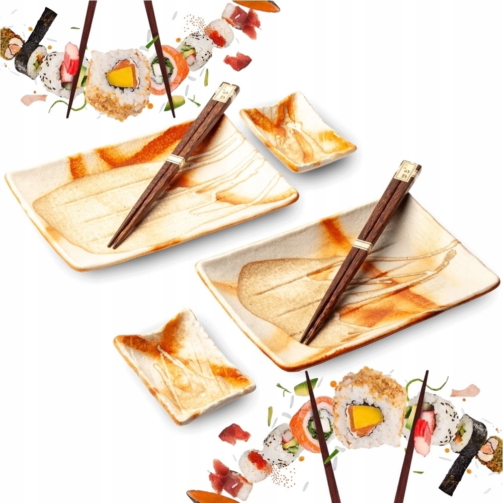 Sada keramiky na sushi Kurage Krémovo žltá pre 2 osoby 6 El Edo Japan