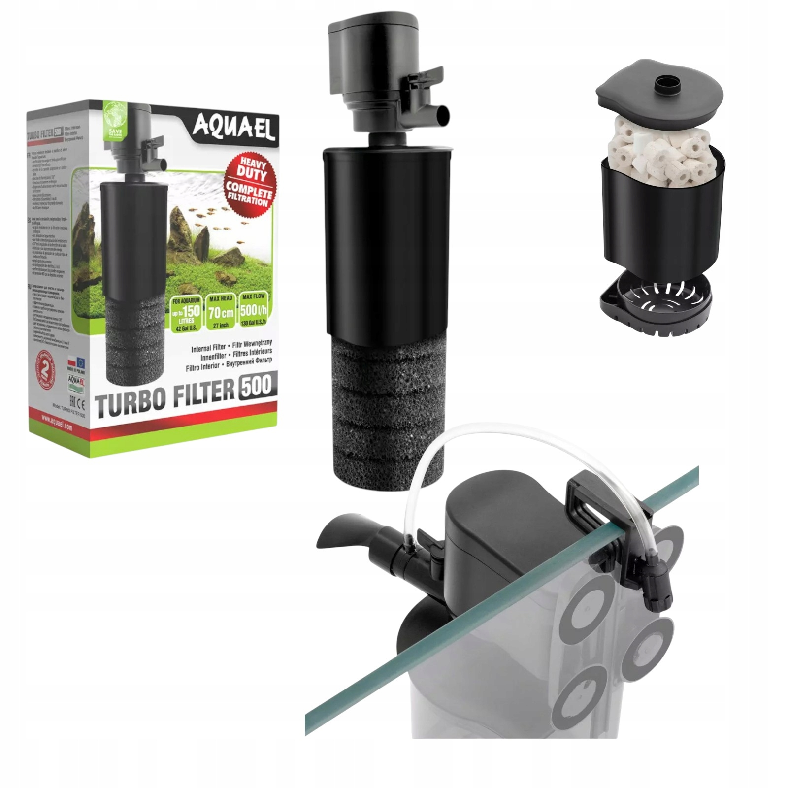 Aquael Turbo Filter 500 – filtr wewnętrzny do akwarium do 150 l