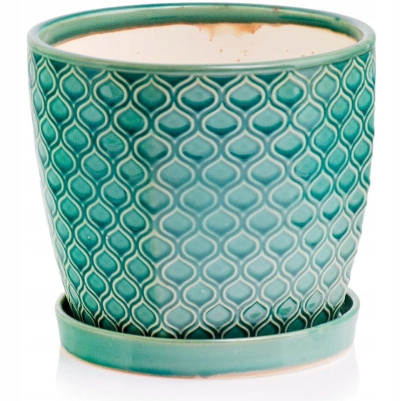 

Turkusowa donica ceramiczna z podstawką 17 maroko