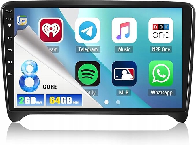 CarPlay Android 15 Auto 9palcové autorádio Audi Tt 2008-2014 2+64GB