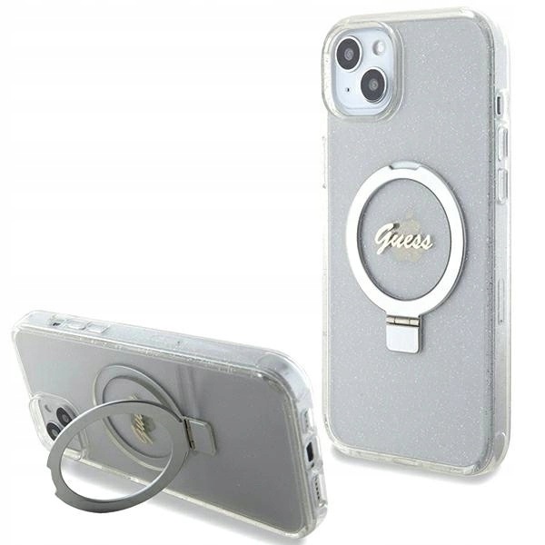 Etui Guess Ring Stand Glitter MagSafe na iPhone 15 Plus 14 Plus 6.7"