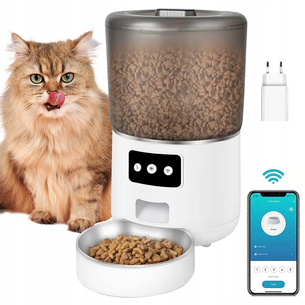 Levně Podavač Miska 4L Automatický Dávkovač Suchého Krmiva Pro Psa Kočku