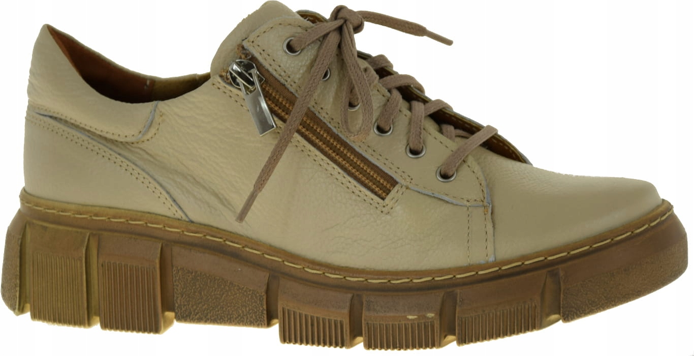 Béžové kožené dámské polobotky Wielbut 030, elegantní kotníkové boty R38