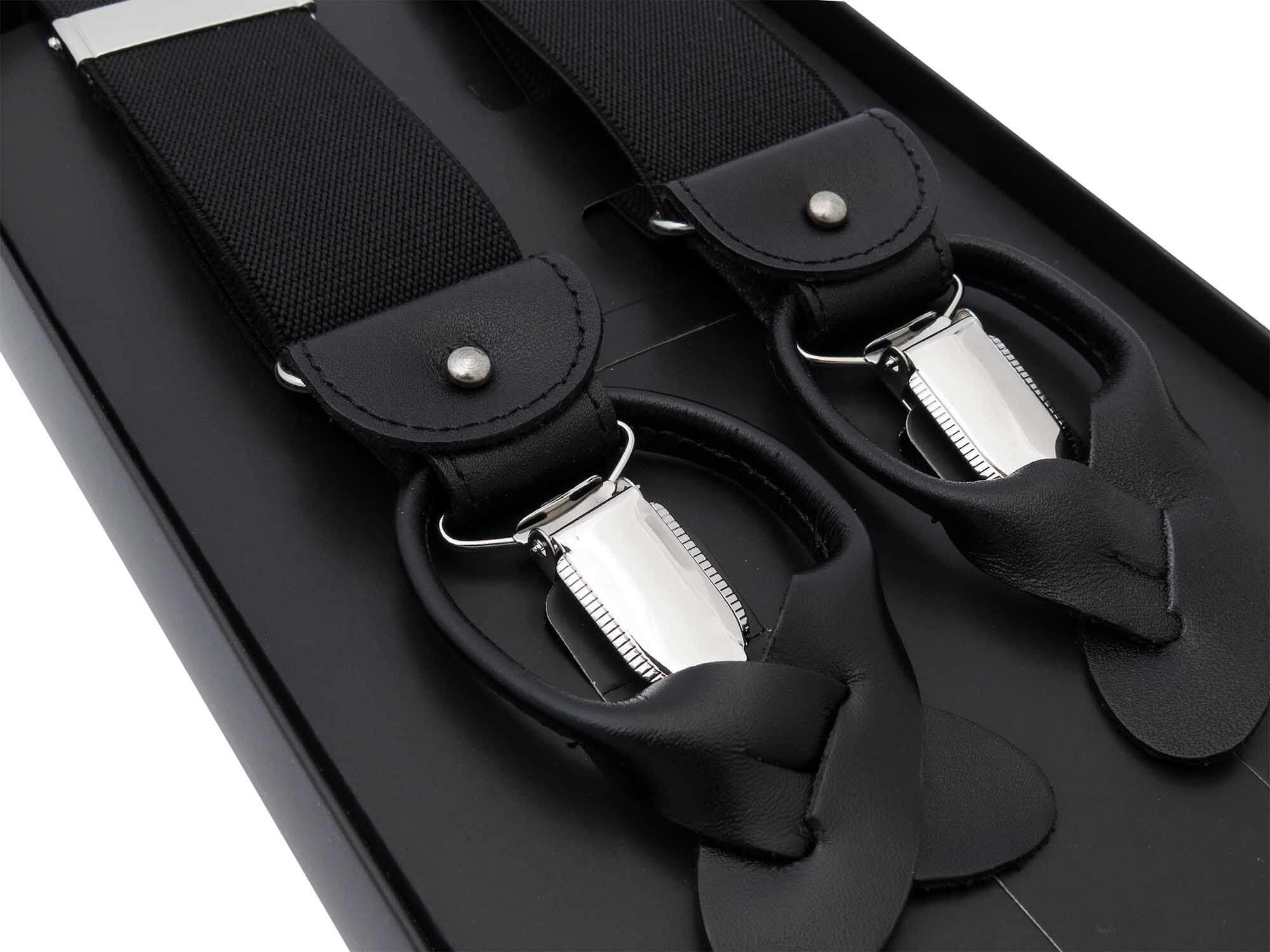 

Czarne szelki męskie do spodni na guziki+żabki G1